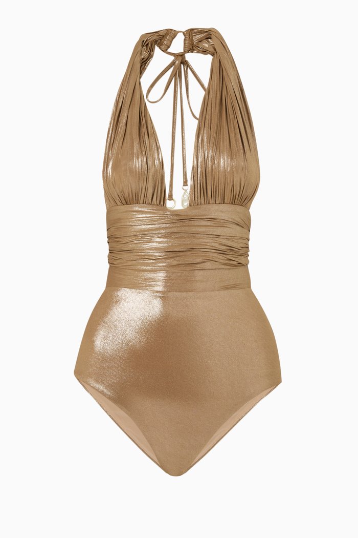

Jaelyn One Piece Swimsuit in Metallic Nylon, Pink