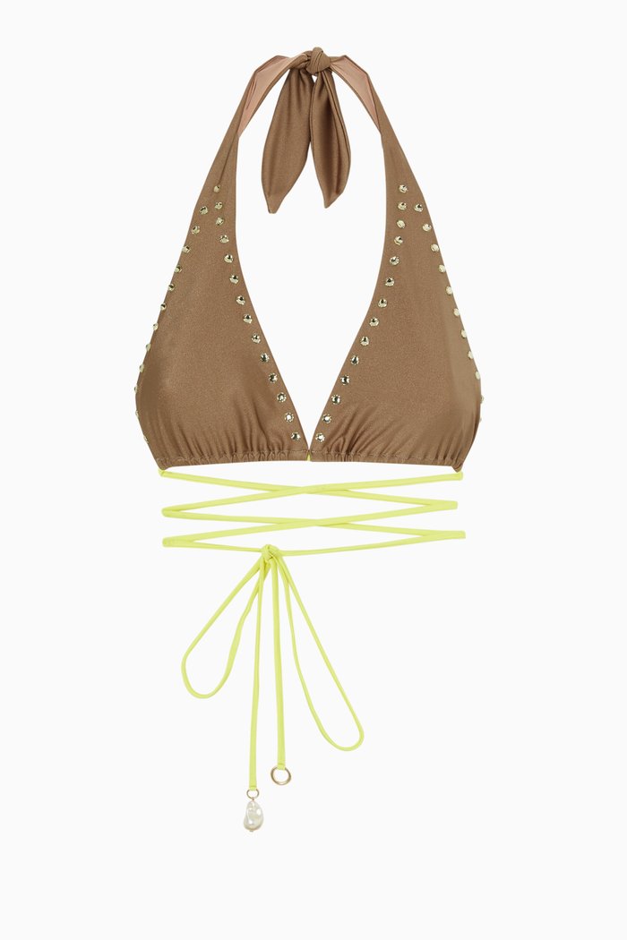 

Oriana Bikini Top in Nylon, Green
