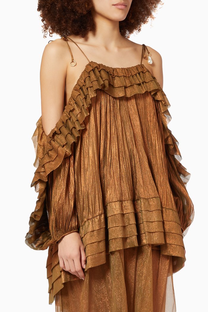 

Laila Ruffle Top, Brown