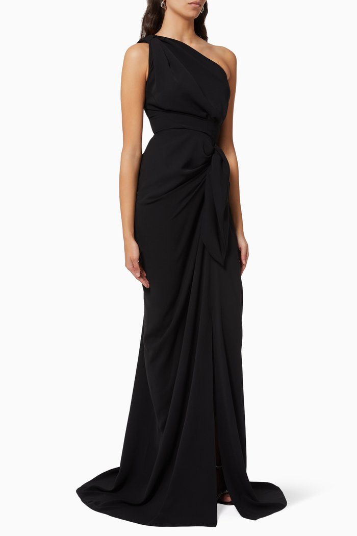 

One Shoulder Dress in SIlk, Black