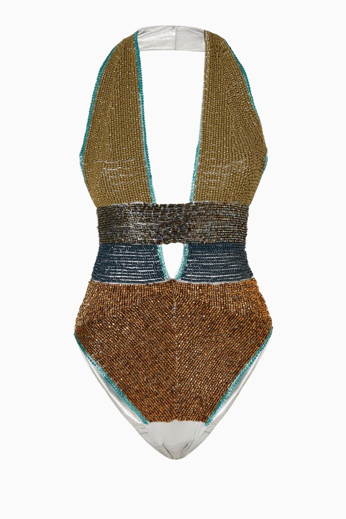 

Diopatra Embellished Swimsuit, Brown