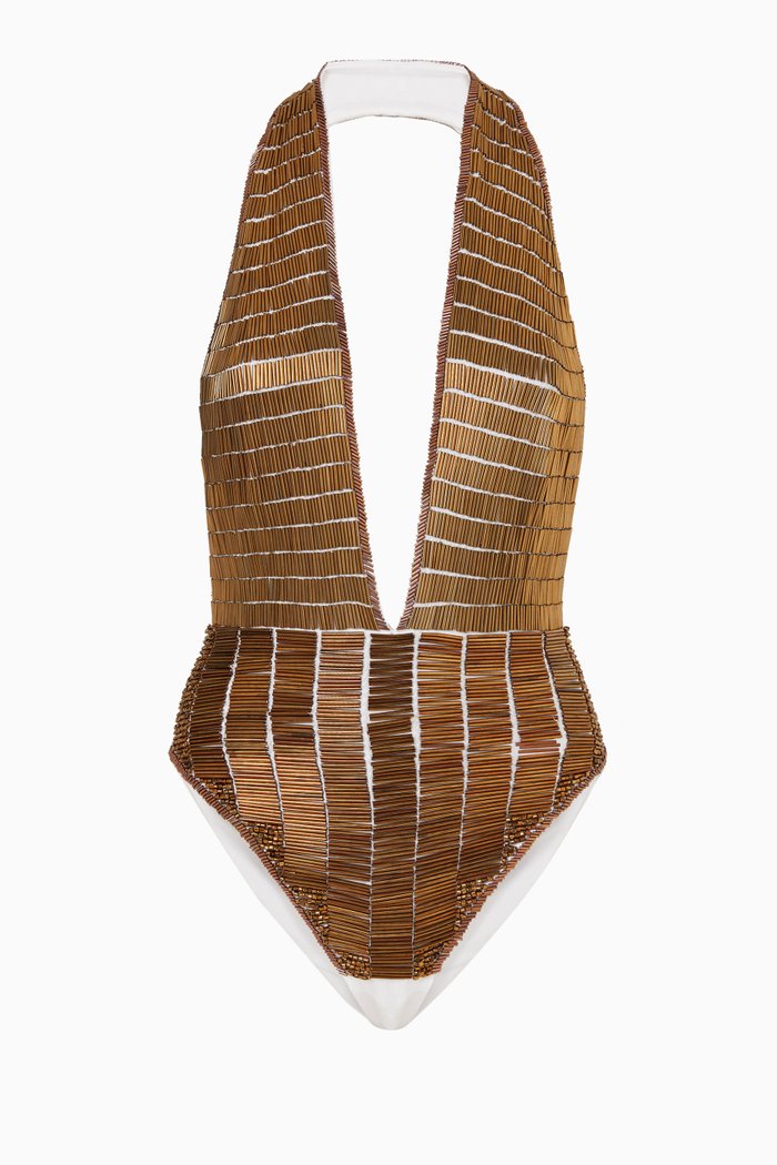 

Hyperia Embellished Swimsuit, Metallic