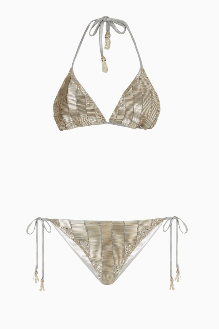 

Electra Embellished Bikini Set, Silver