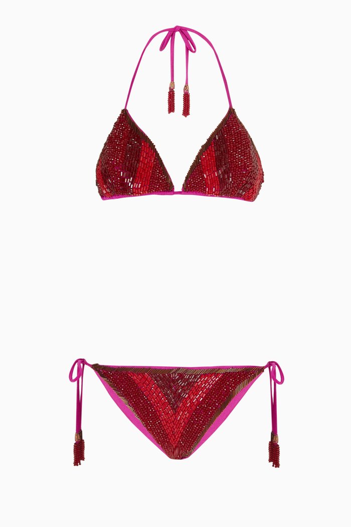 

Tanagra Embellished Bikini Set, Pink
