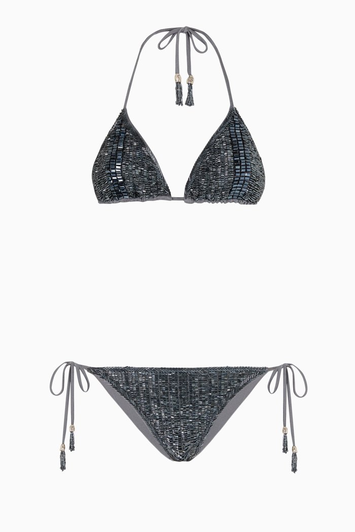 Pherusa Embellished Bikini Set, Black