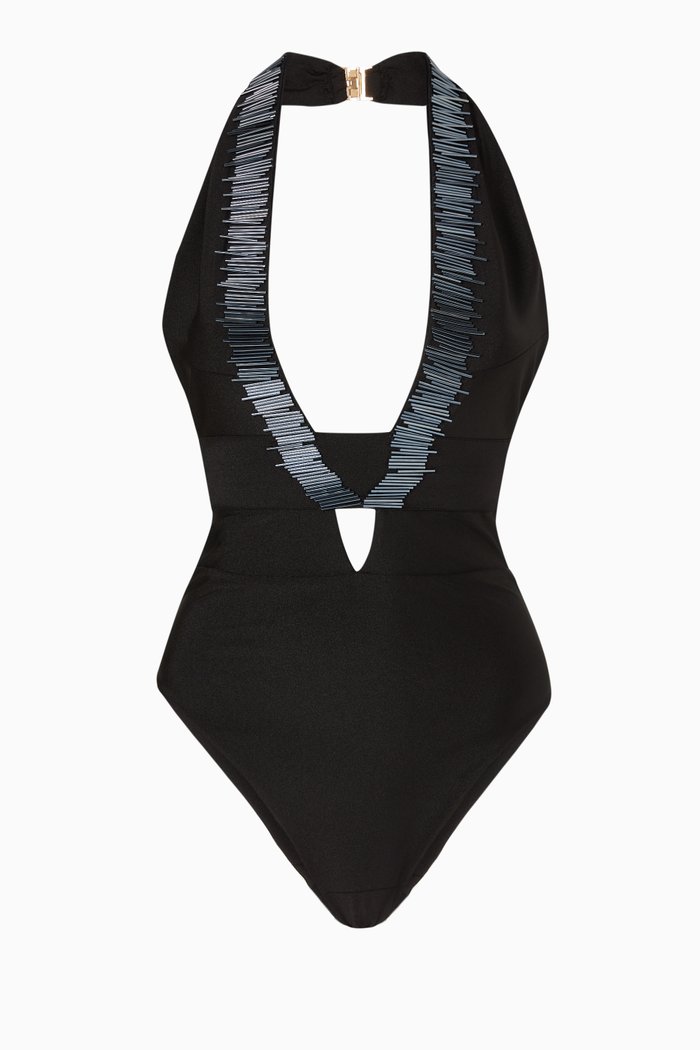 

St. Barts Embellished Swimsuit, Black
