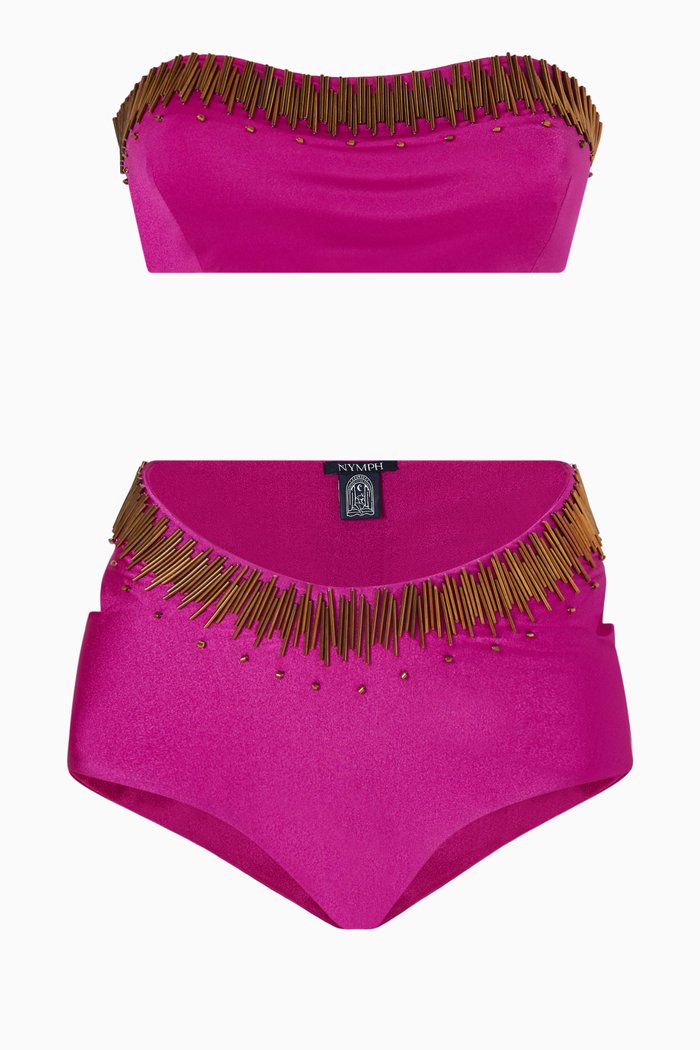 

Tulum Embellished Bikini Set, Pink