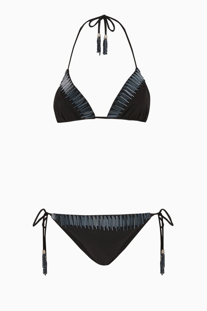 

St. Barts Embellished Bikini Set, Black