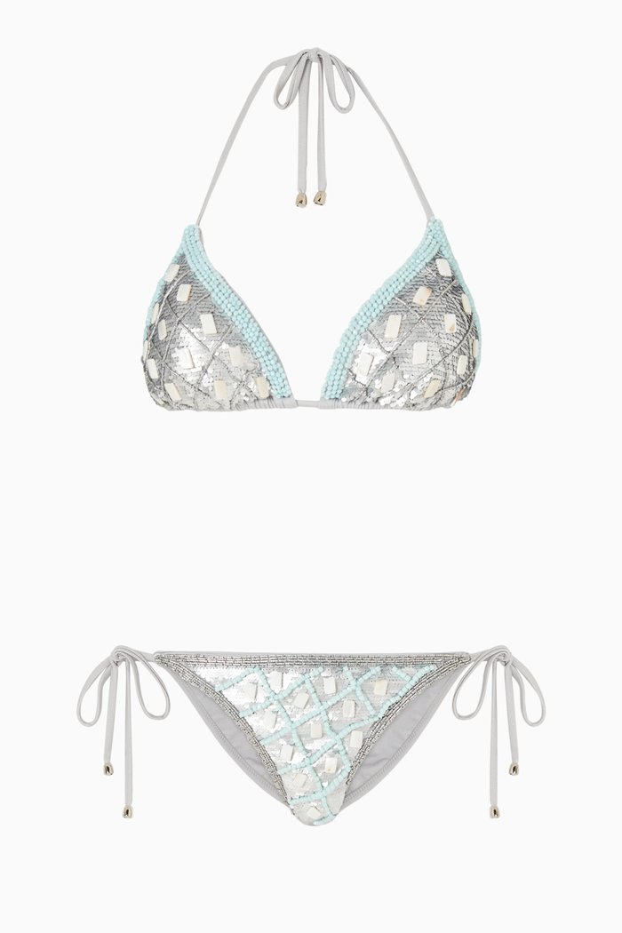 

Diamond Embellished Bikini Set, Silver