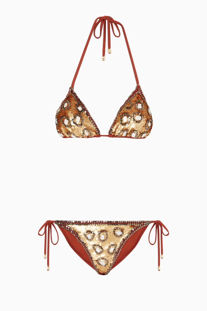 

Ruby Embellished Bikini Set, Brown