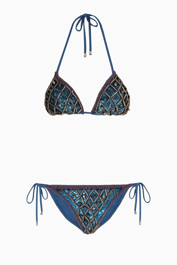 

Sapphire Embellished Bikini Set, Blue