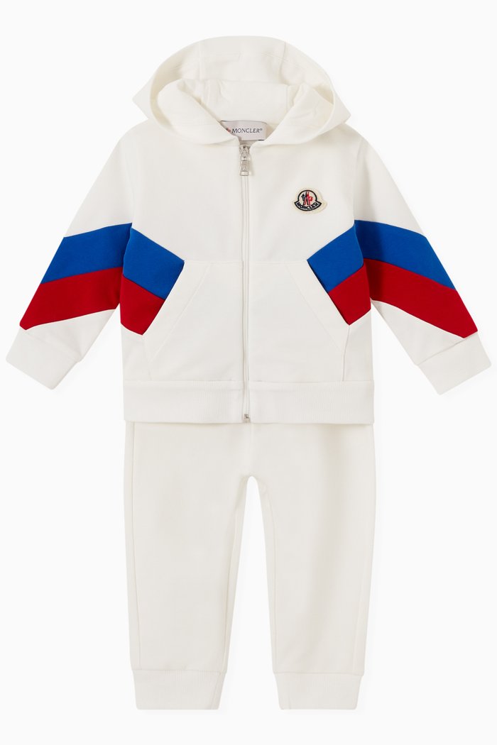 Stripe Logo Tracksuit Set in Cotton, White