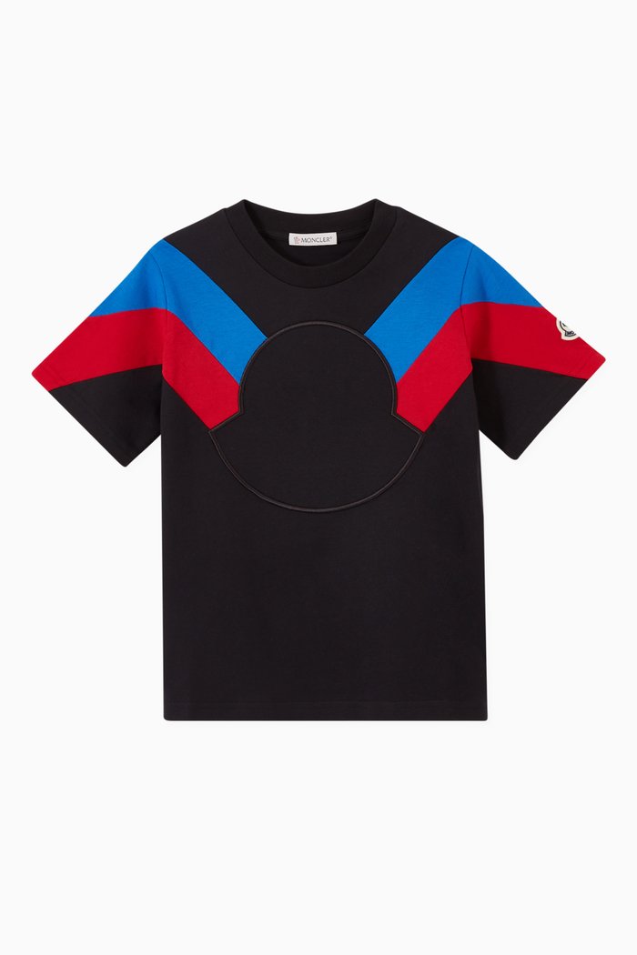 Stripe Logo T-shirt in Cotton, Black