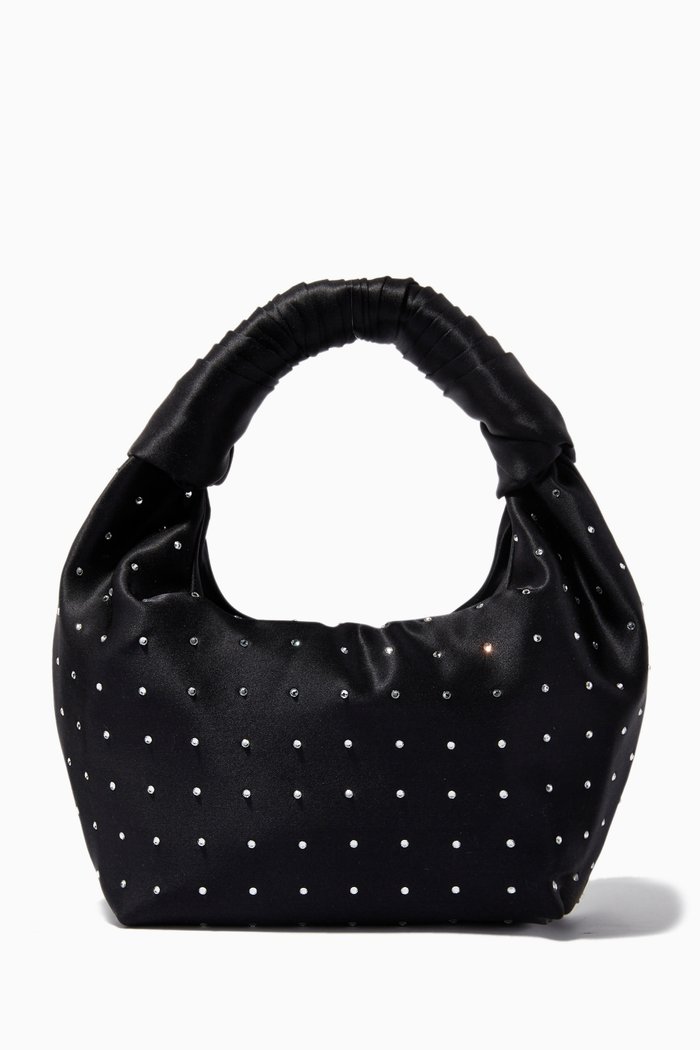 

Neptune Embellished Mini Hobo Bag in Silk, Black