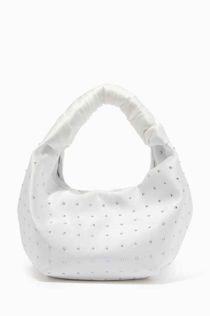 

Neptune Embellished Mini Hobo Bag in Silk, Neutral