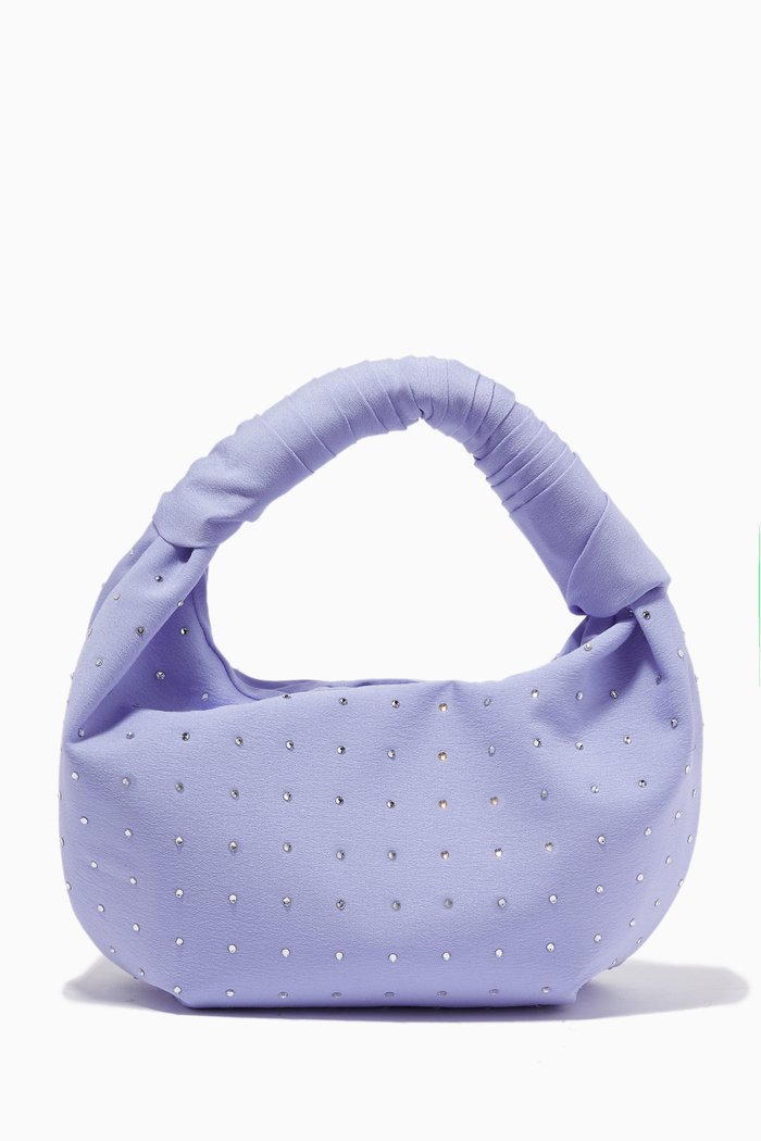 

Neptune Embellished Mini Hobo Bag in Silk, Purple