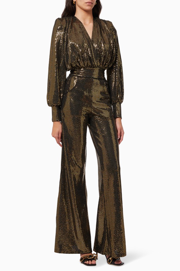 

Galileo Sequin Jumpsuit in Crepe, Gold