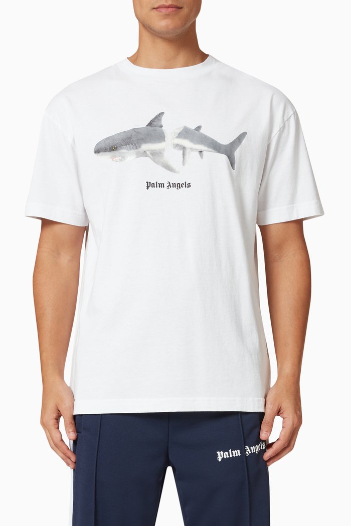 

Shark Print Logo T-shirt in Cotton, White