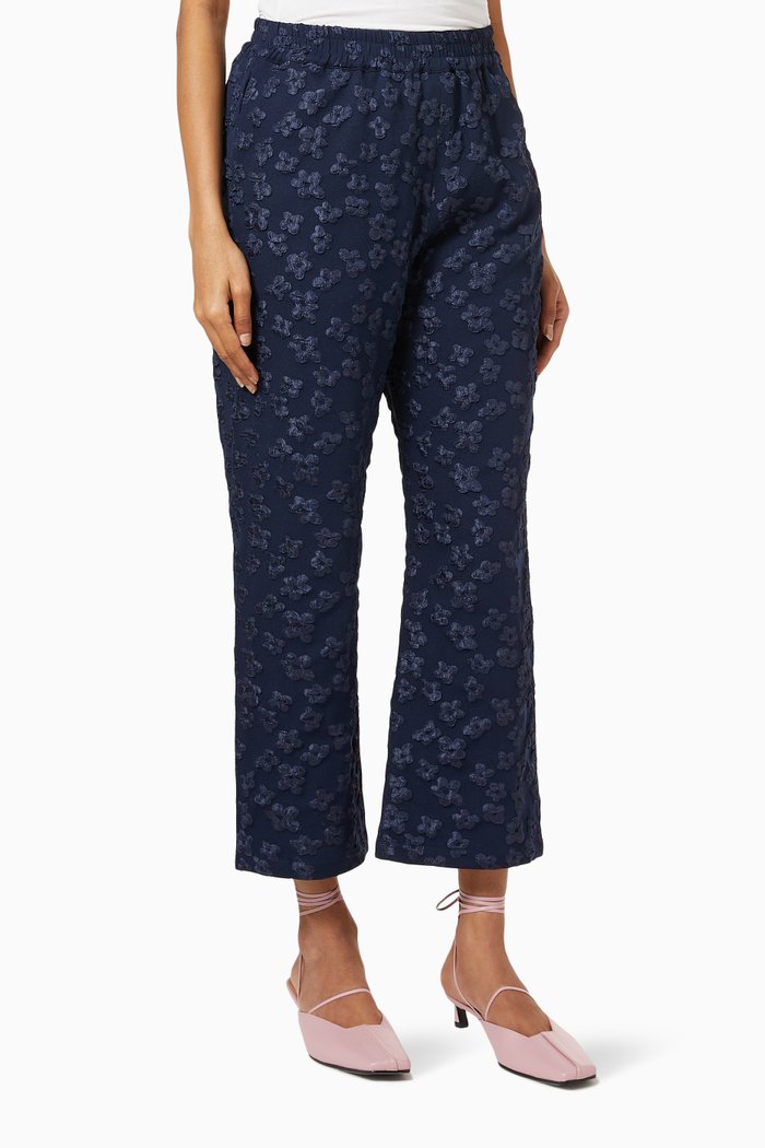 

Isra Pants in Textured Crepe, Blue