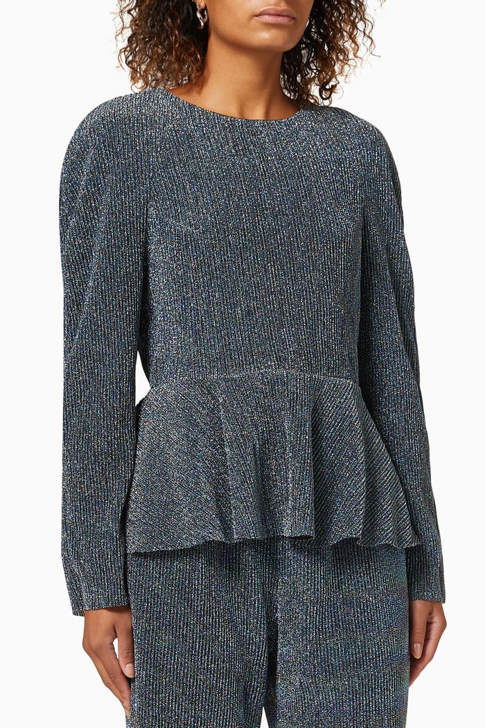 

Tyra Peplum Blouse, Blue