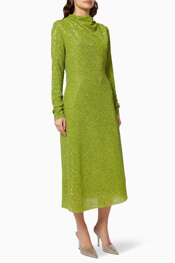 

Alana Dress in Sequinned Lurex, Green