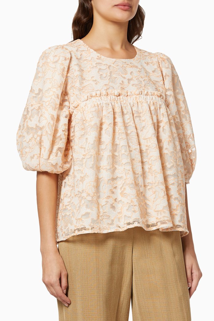 

Emmeline Top in Embroidered Organza, Orange