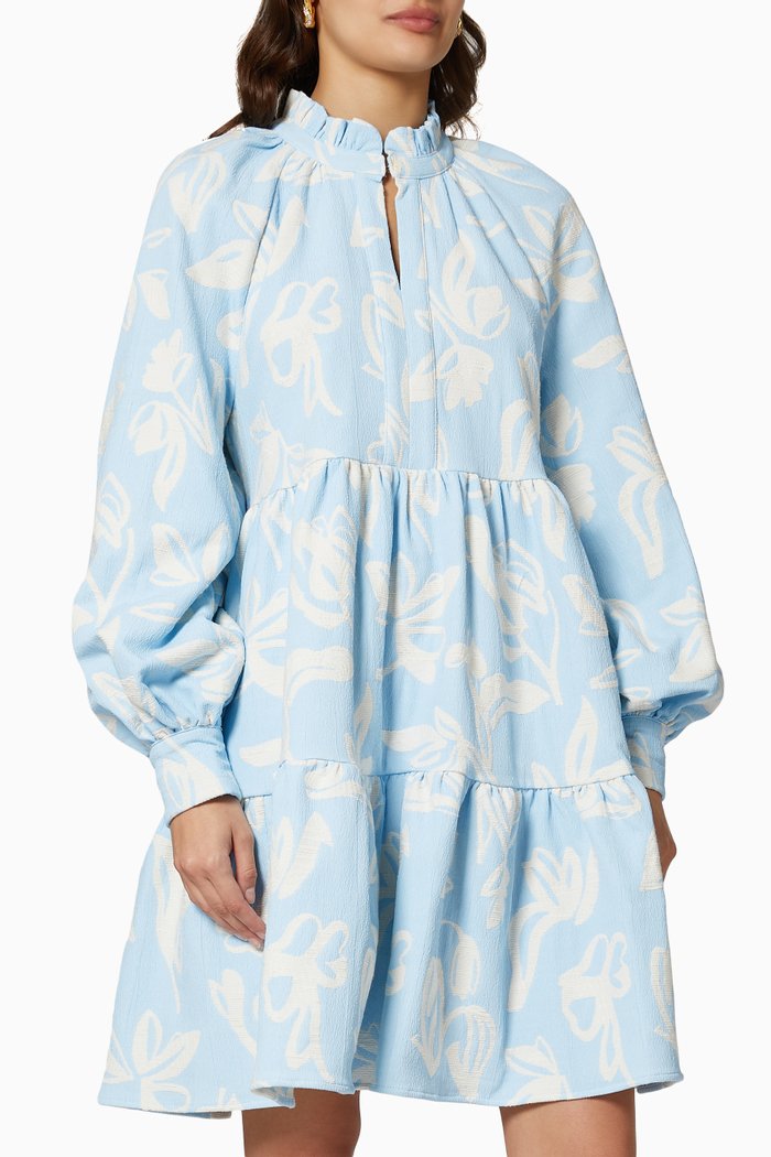 

Jasmine Dress in Woven Jacquard, Blue