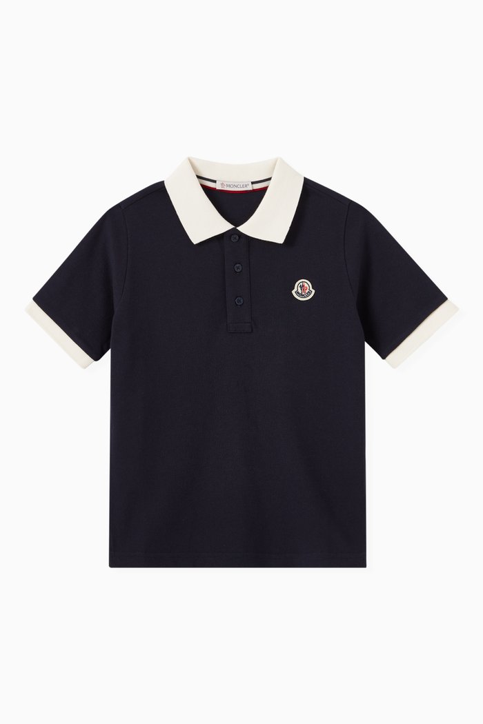 

Contrast Collar Polo Shirt in Cotton, Blue
