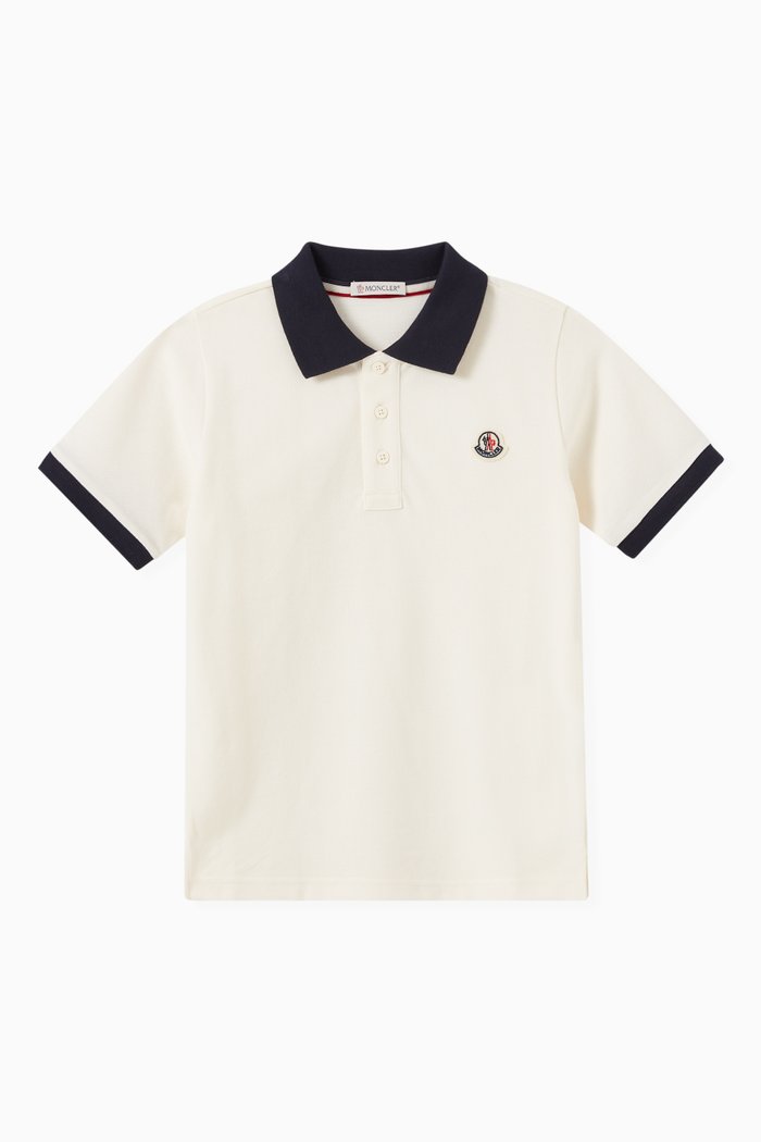 

Contrast Collar Polo Shirt in Cotton, White