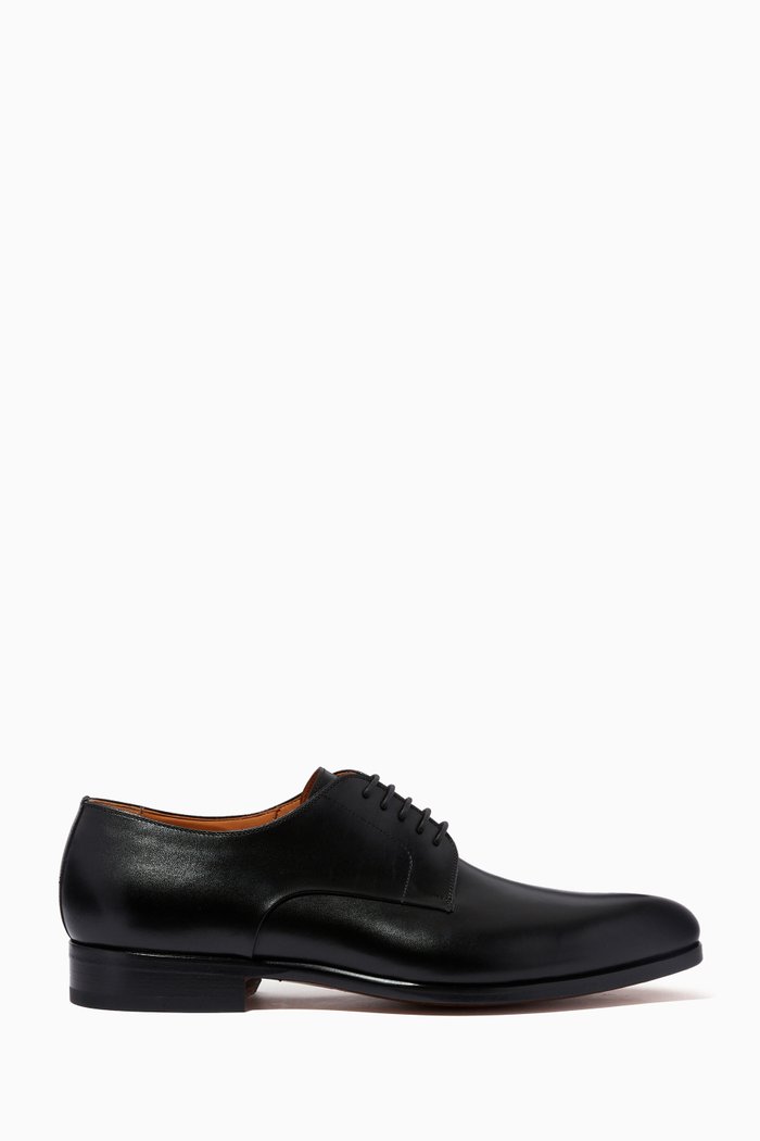 

Derby Lace-Up Shoes in Calf Leather, Black