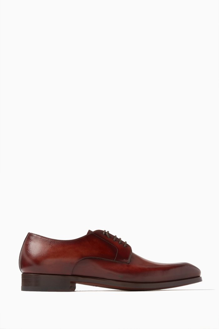 

Derby Lace-Up Shoes in Calf Leather, Brown