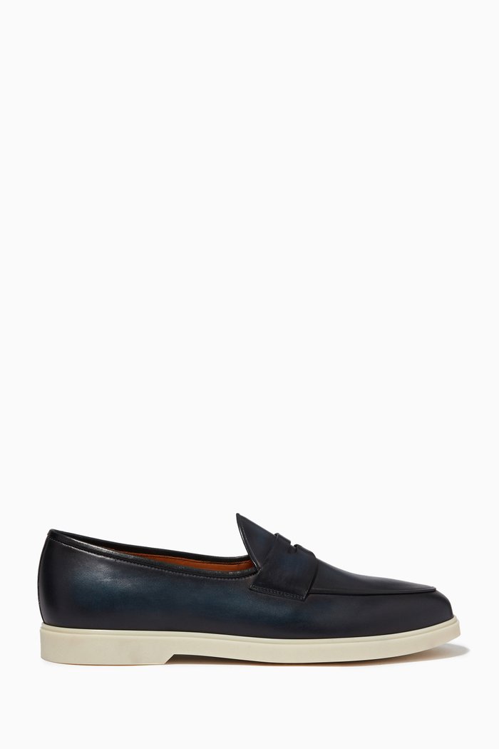 

Javea Penny Loafers in Leather, Blue