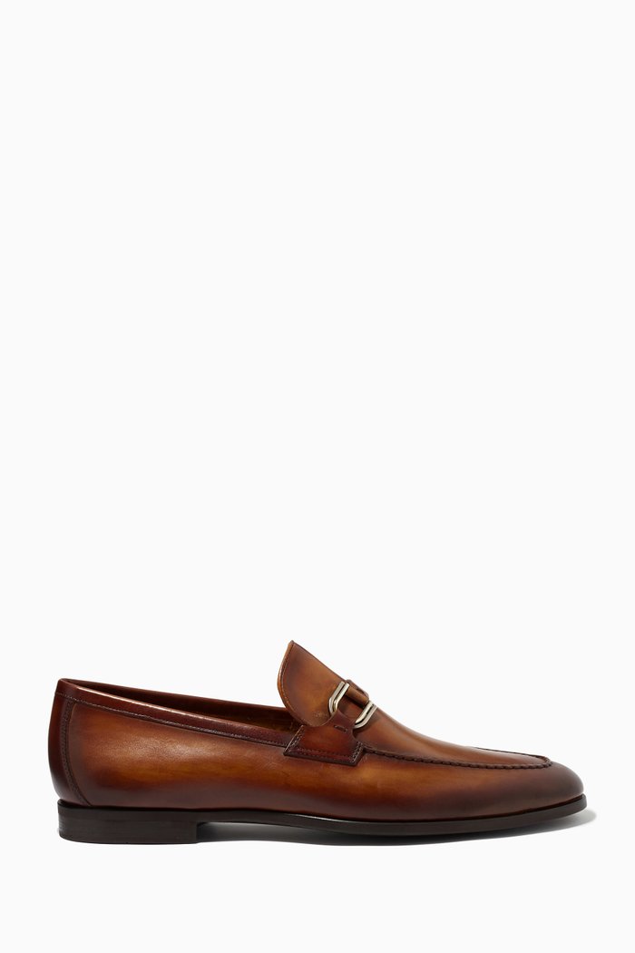 

Aston Buckle Loafer in Leather, Brown