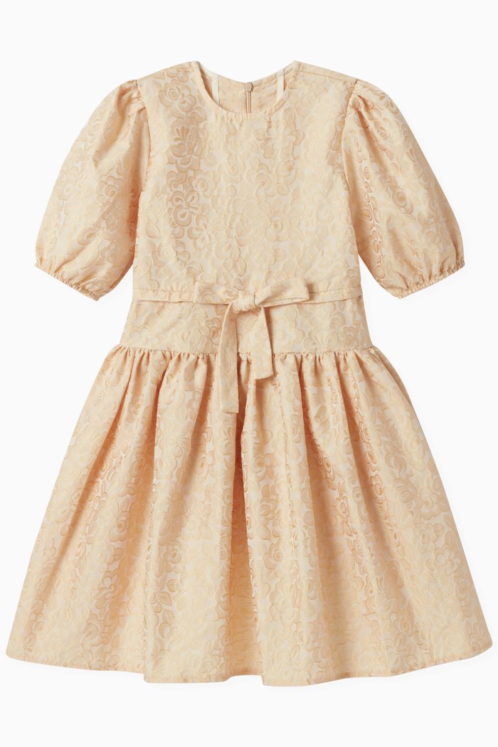 

Balloon Sleeve and Bow Dress, Gold