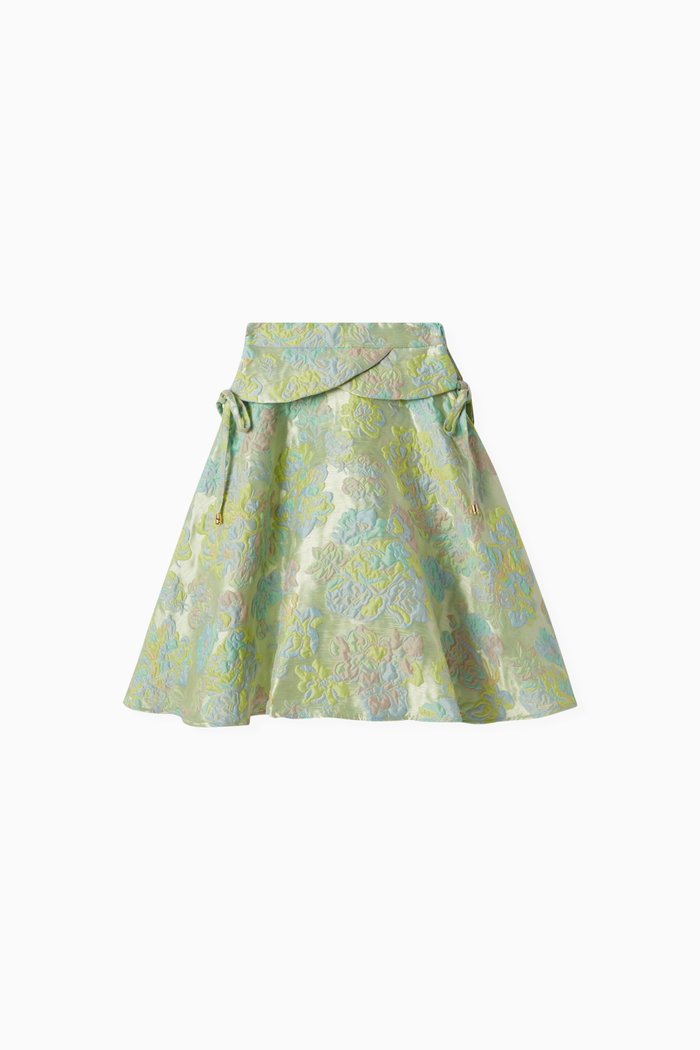 

Side Tie Textured Long Skirt, Green