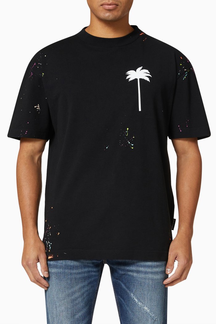 

Paint Splatter T-shirt in Cotton Jersey, Black