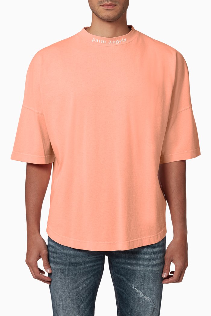 Classic Logo Oversized T-shirt in Cotton Jersey, Orange