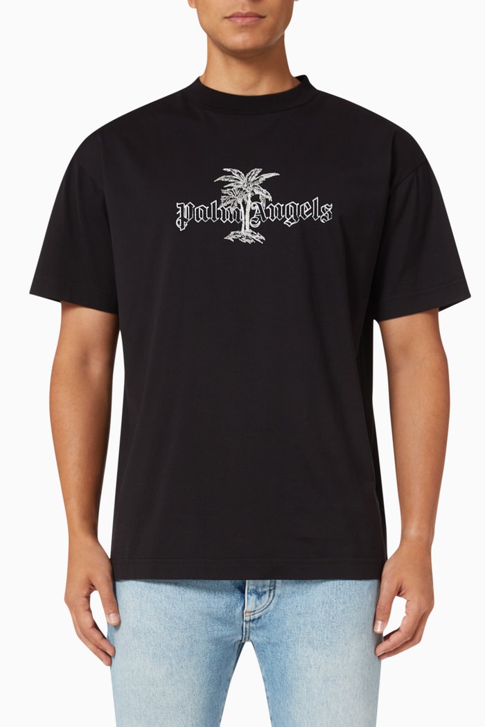 

Sunset Palm Logo T-shirt in Cotton, Black
