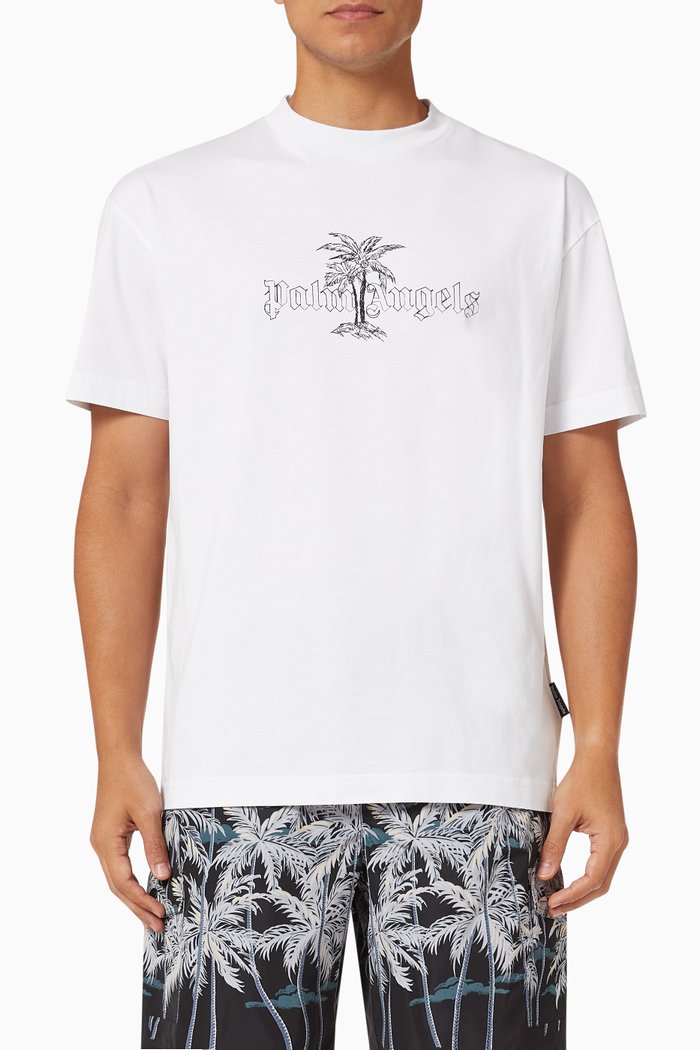 

Sunset Palm Logo T-shirt in Cotton, White