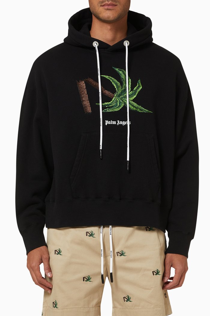 

Broken Palm Hoodie in Cotton, Black