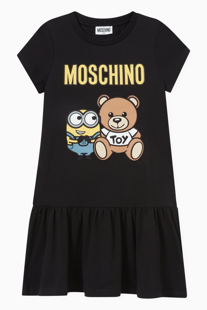 

Minions© & Teddy Bear Print Dress in Cotton, Black