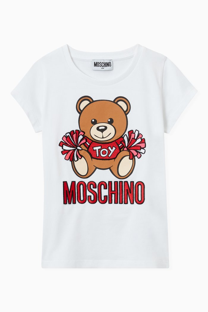 

Pom Pom Teddy Bear T-shirt in Cotton, White