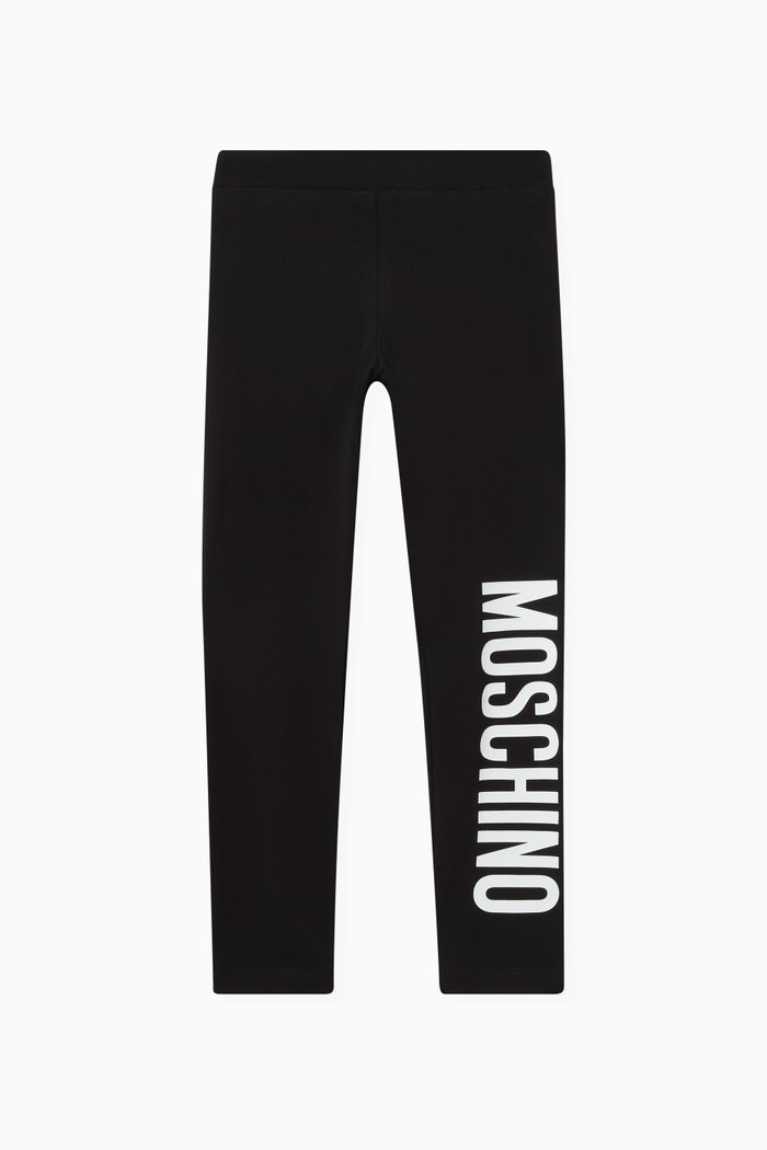 

Logo Print Leggings in Stretch Cotton, Black