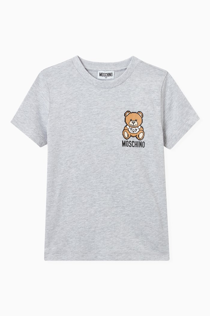 

Small Teddy Bear Logo Print T-shirt in Cotton, Grey