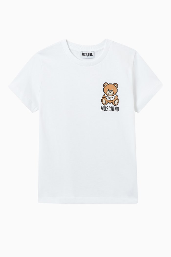 

Small Teddy Bear Logo Print T-shirt in Cotton, White
