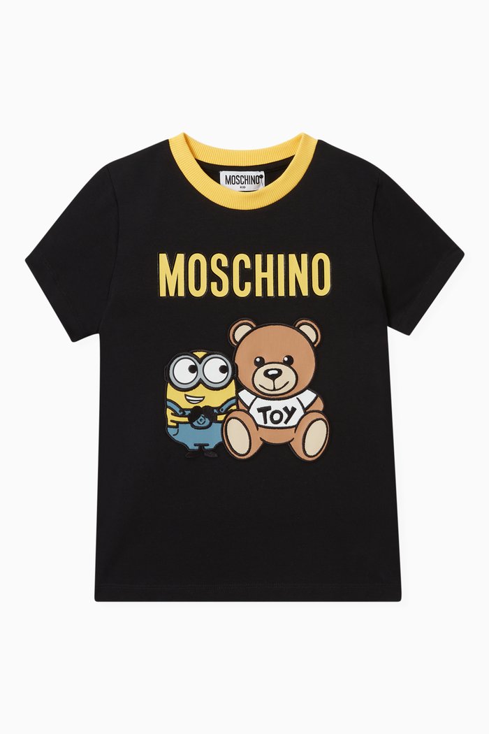 

Minions© & Teddy Print T-shirt in Cotton, Black
