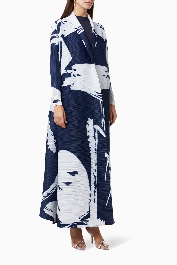 

Printed Kaftan in Plisse, Blue