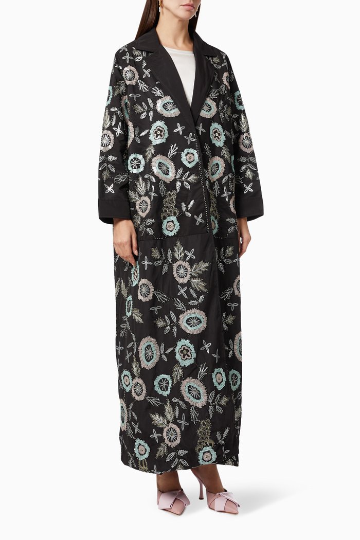

Floral Embroidered Coat, Black
