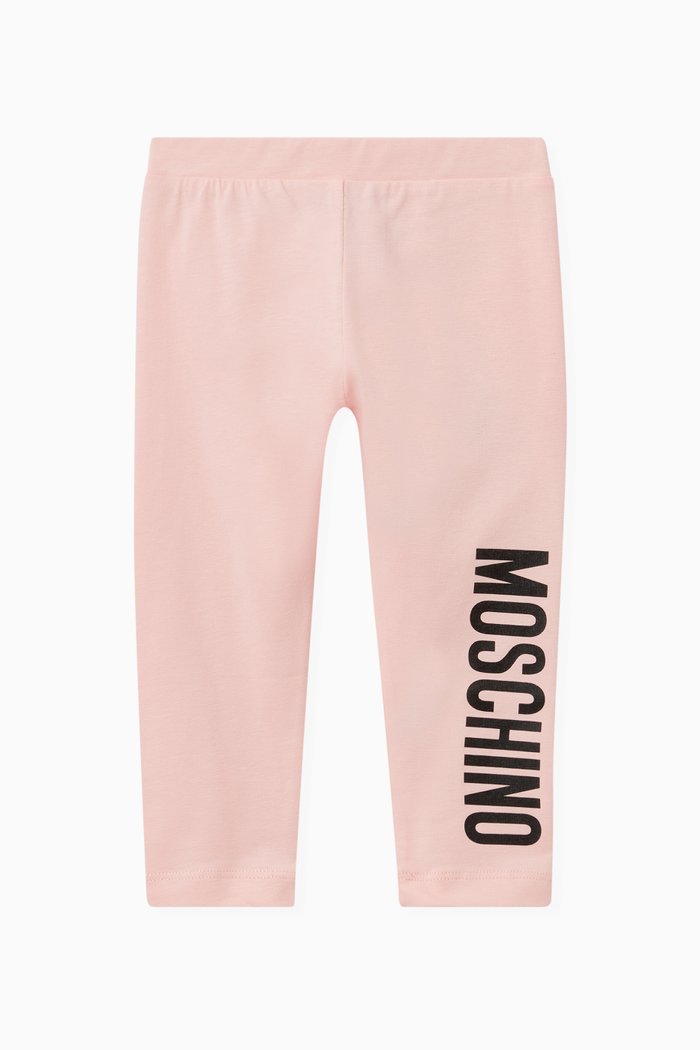 

Logo Print Leggings in Stretch Cotton, Pink
