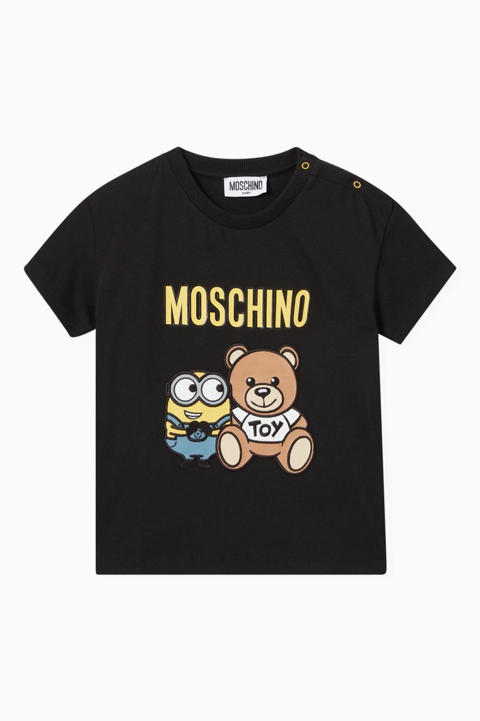 

Minions© & Teddy Print T-shirt in Cotton, Black